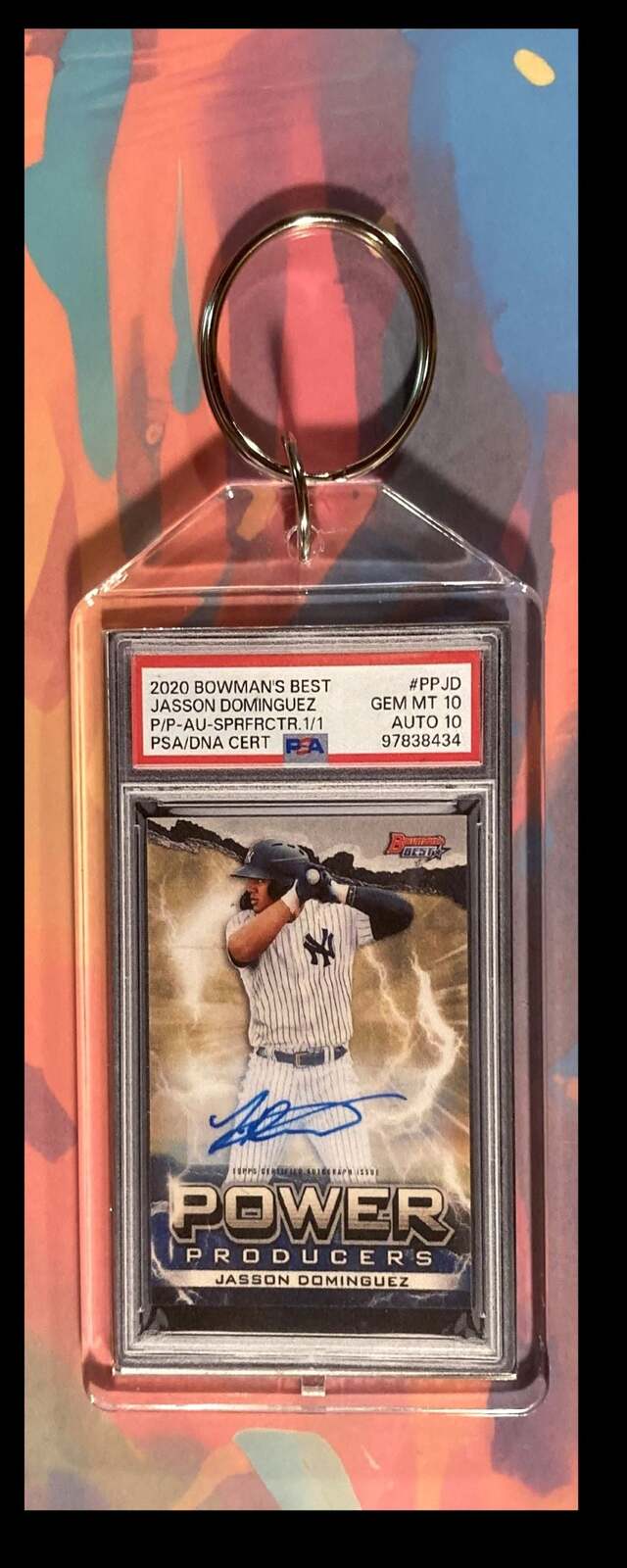 2986 Jasson Dominguez 2020 Bowman's Best Superfractor Auto Keychain