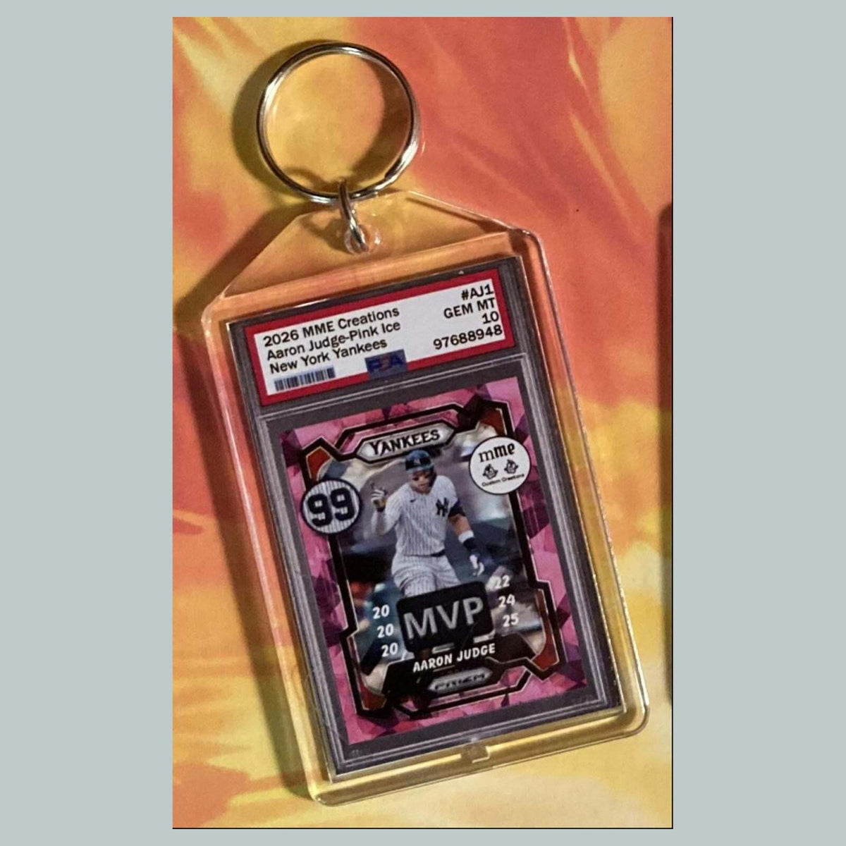 3757 Aaron Judge Pink Ice Custom Hand Made Keychain