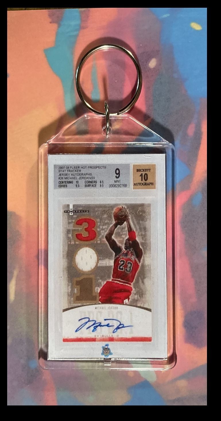 2999 Michael Jordan 2007 Fleer Stat Tracker Patch Auto Keychain
