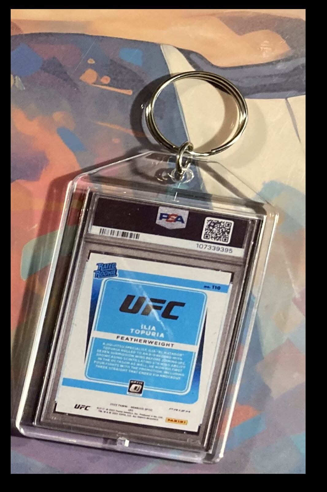 3098 Ilia Topuria 2022 Panini Donruss Optic UFC Photon - Custom Keychain-Gift