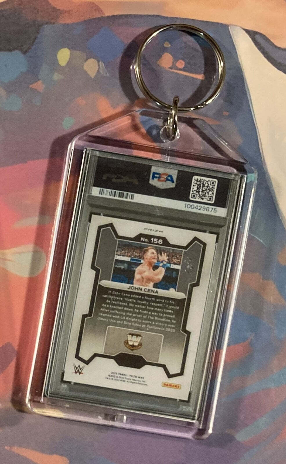 3266 John Cena 2024 Panini Black Prizm SuperFractor Custom Hand Made Keychain