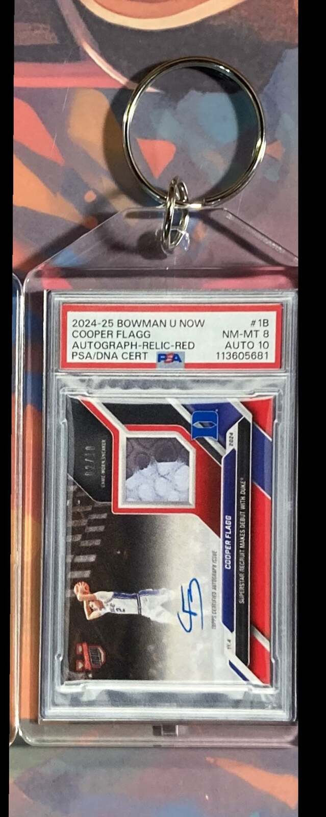 3075 Cooper Flagg 2024 Bowman U Now Patch Auto - Custom Keychain-Great Gift