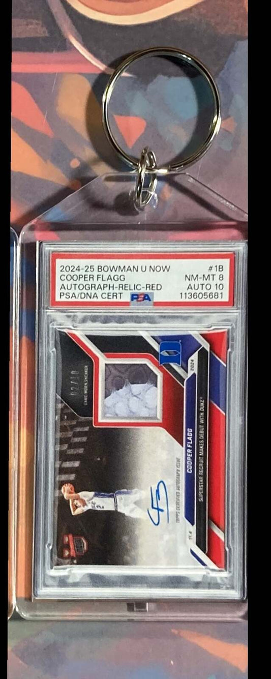 3075 Cooper Flagg 2024 Bowman U Now Patch Auto - Custom Keychain-Great Gift
