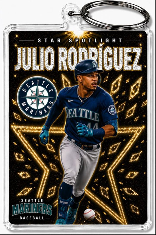 3991 Julio Rodriguez Keychain Gold Spotlight Premium Keychain No Nameplate