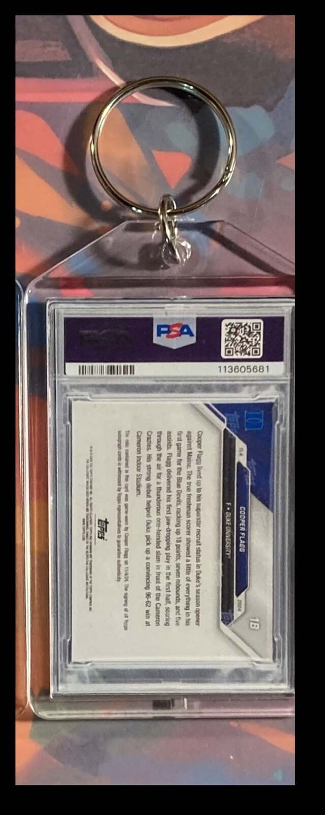 3075 Cooper Flagg 2024 Bowman U Now Patch Auto - Custom Keychain-Great Gift