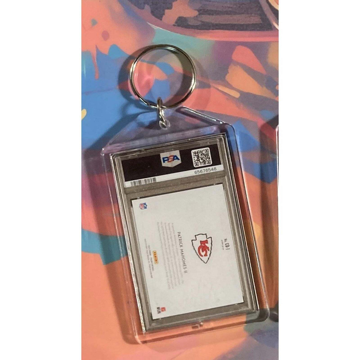 3187 Patrick Mahomes 2021 Panini Prizm Colorblast Custom Made Novelty Keychain