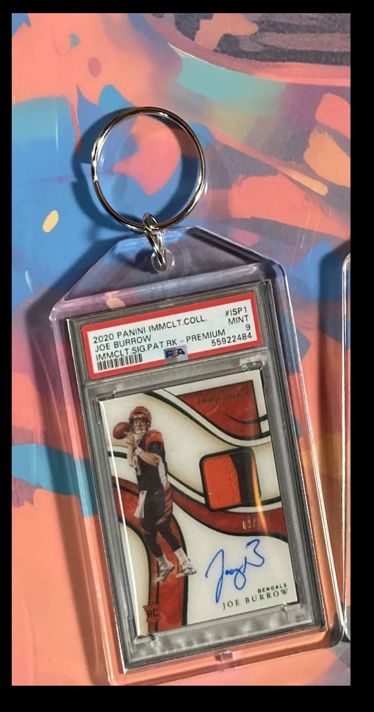 3081 Joe Burrow 2020 Panini Nat Trea Rookie Patch Auto Custom Keychain - Gift