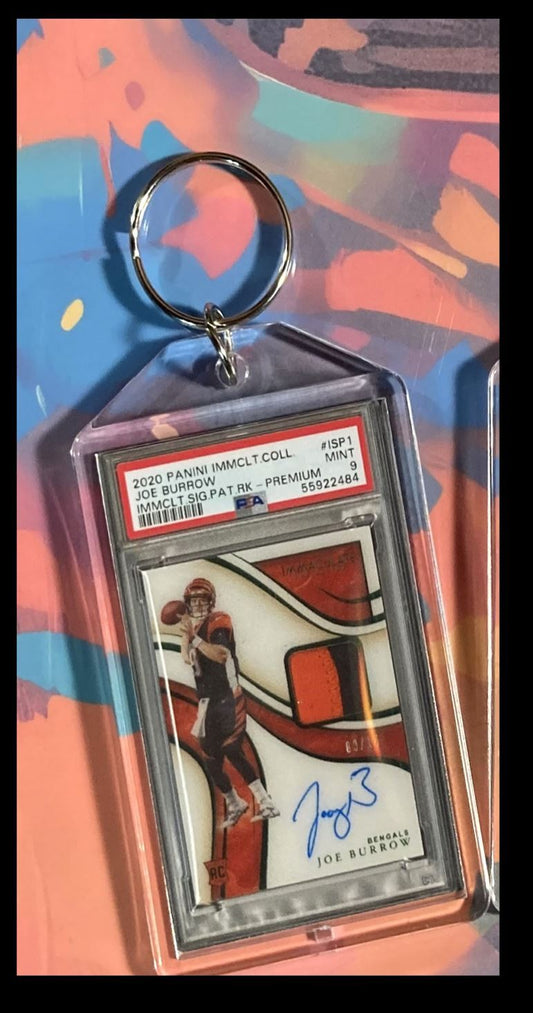 3081 Joe Burrow 2020 Panini Nat Trea Rookie Patch Auto Custom Keychain - Gift