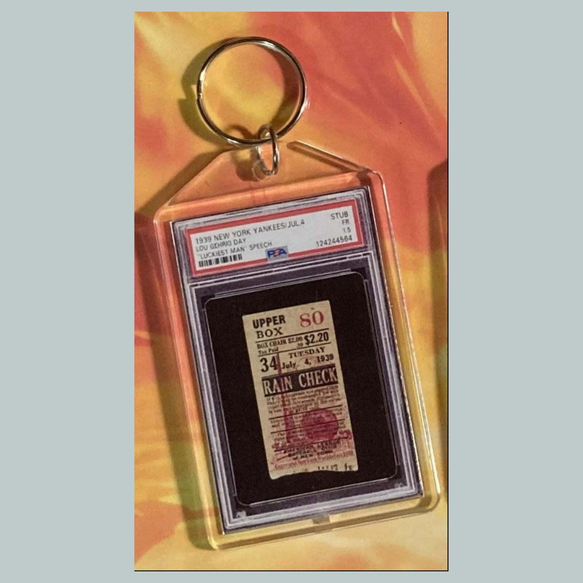 3657 Lou Gehrig Ticket Stub Lou Gehrig Day Luckiest Man Speech Custom Keychain