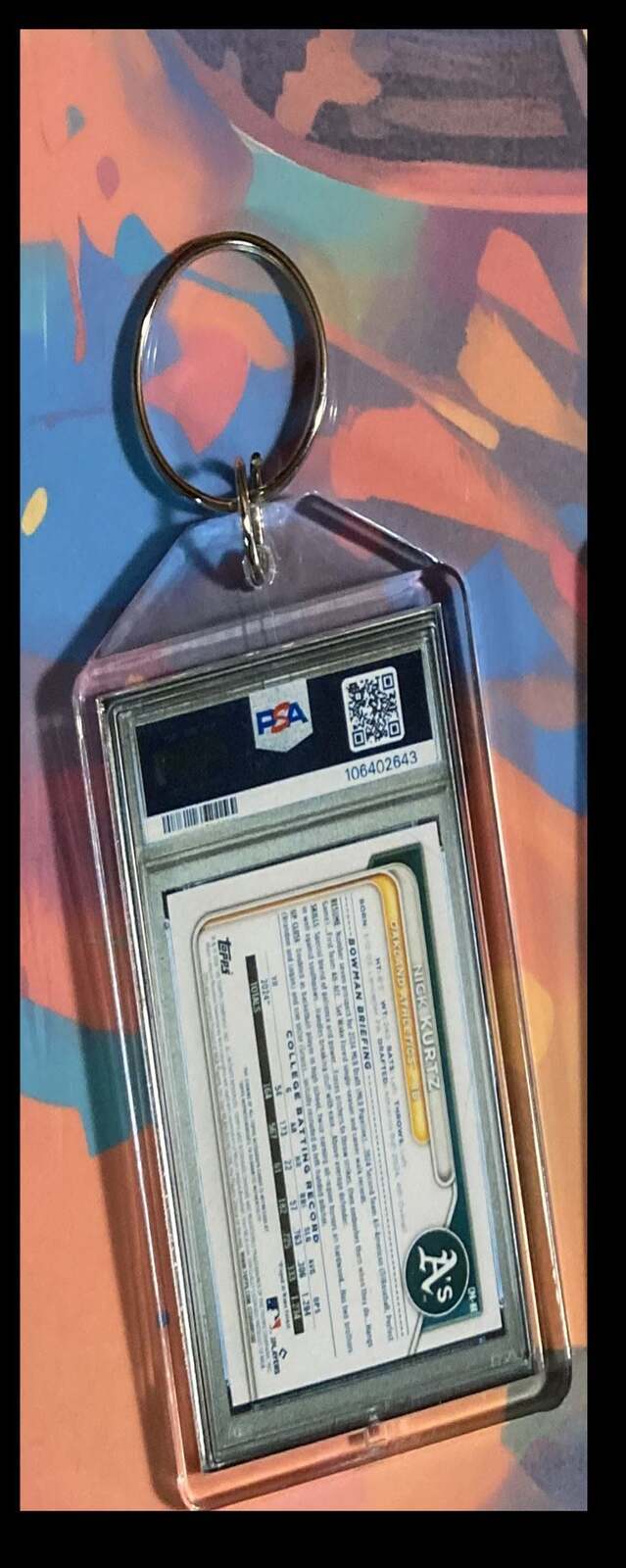 3209 Nick Kurtz 2024 Bowman Draft Chrome Gold Auto Keychain