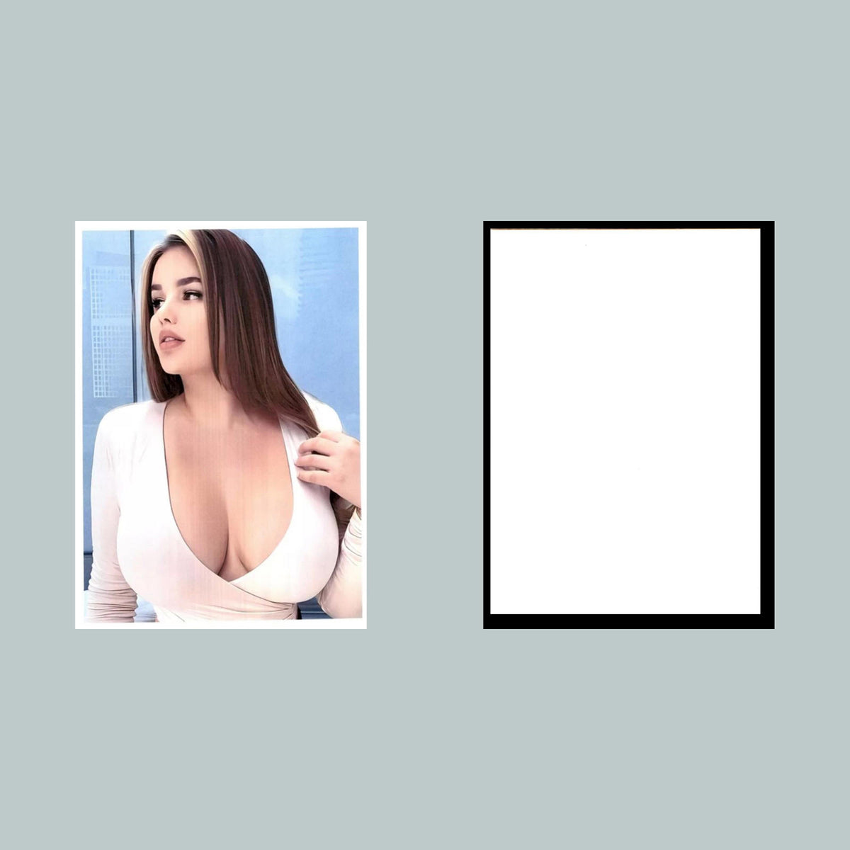0047 P-8X10 Pinup White Blouse Glossy Photo Fast-Secure Ship