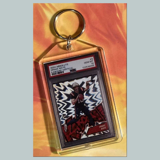 3709 Drake Maye 2024 Panini Absolute Kaboom Custom Hand Made Keychain