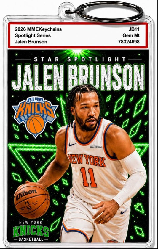 3980 Jalen Brunson Keychain Green Spotlight Premium Keychain With Nameplate