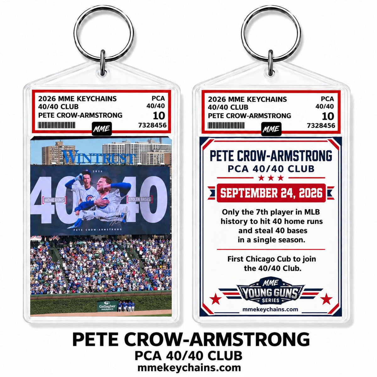 4925 Pete Crow-Armstrong PCA 40/40 Club Keychain – Wrigley Field Scoreboard
