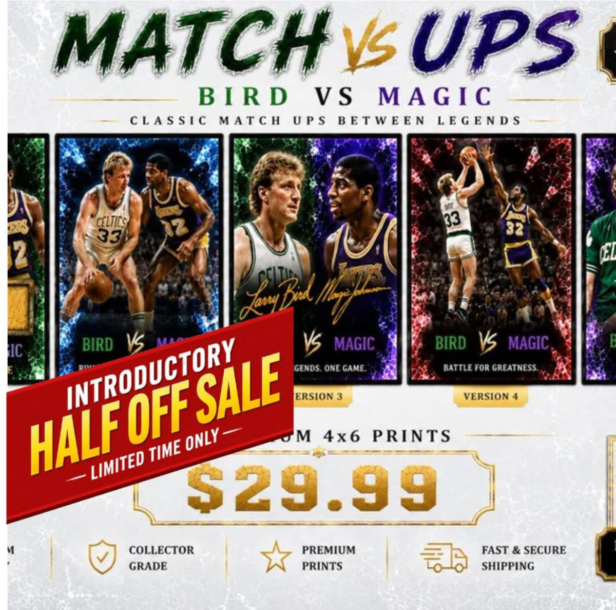 2636 Match Ups Larry Bird/Magic Johnson Zoom Art |Ice Series 5 Glossy Prints BKL