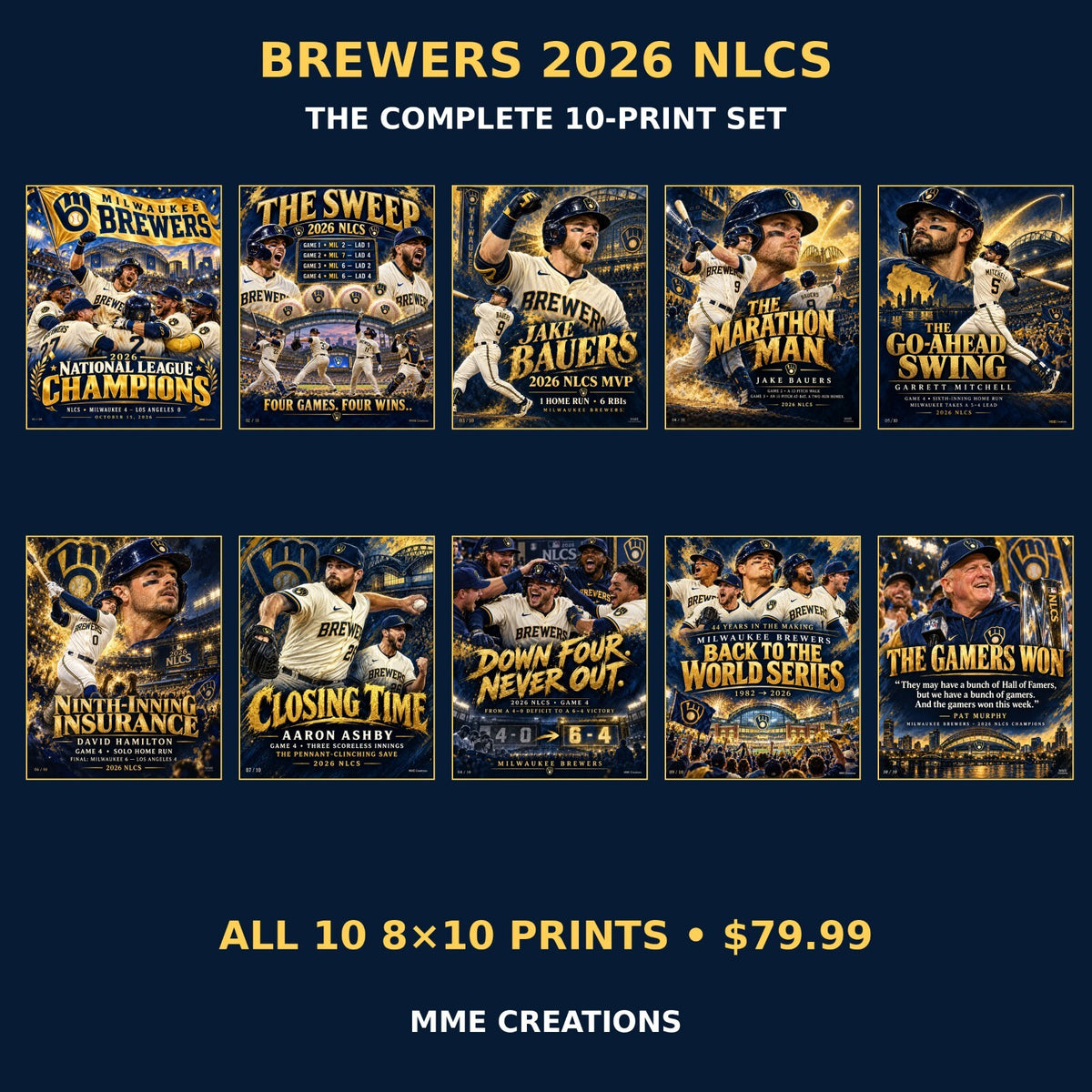 4977 Brewers  2026 NLCS Complete 10 Print 8x10 Glossy Bundle
