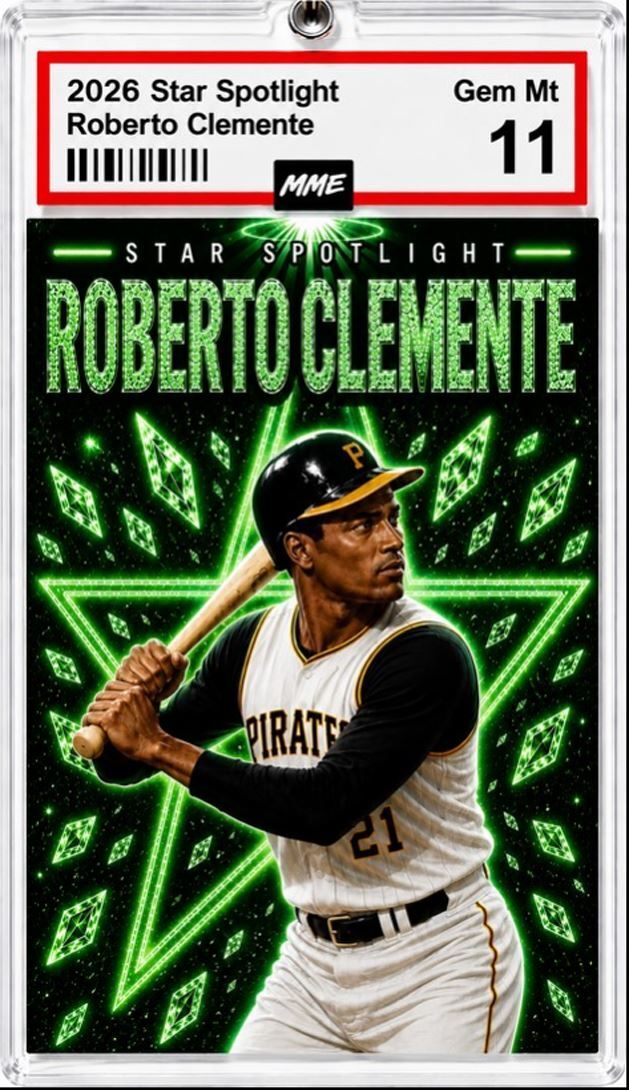 2945 Roberto Clemente Keychain Green Spotlight Custom Acrylic Photo Keychain