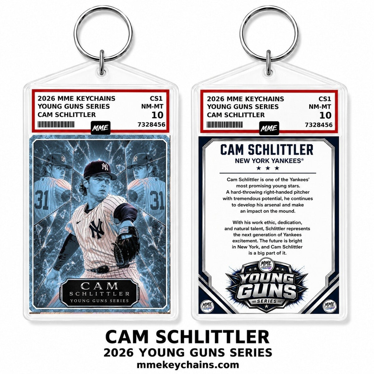 4296 Cam Schlittler Young Guns Series Custom Photo Keychain Carolina Blue Ice