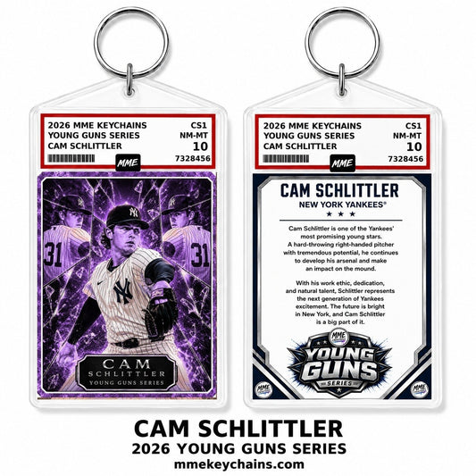 4299 Cam Schlittler Young Guns Series Custom Photo Keychain Light Purple Ice