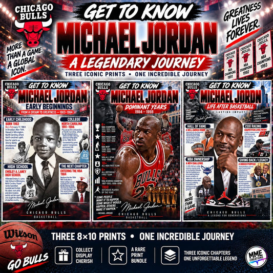 4430 Michael Jordan Get to Know Series 3-Print Bundle 3 8x10 Glossy Prints
