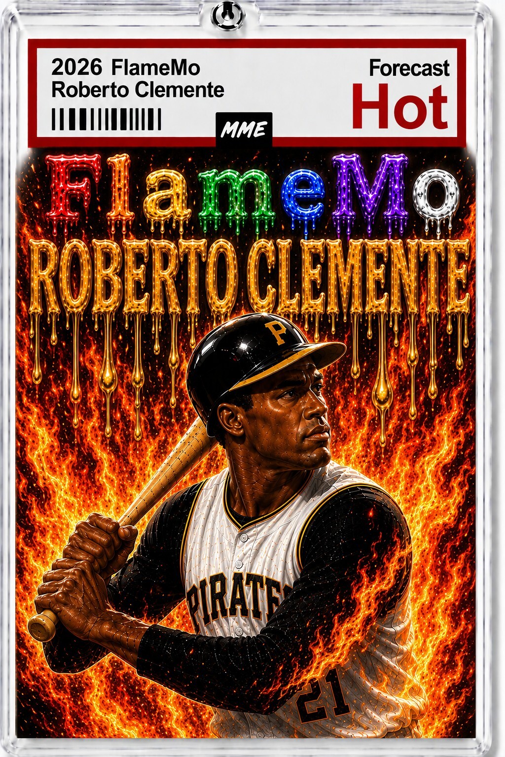 2941 Roberto Clemente Keychain FlameMo Custom Handmade Acrylic Photo Keychain