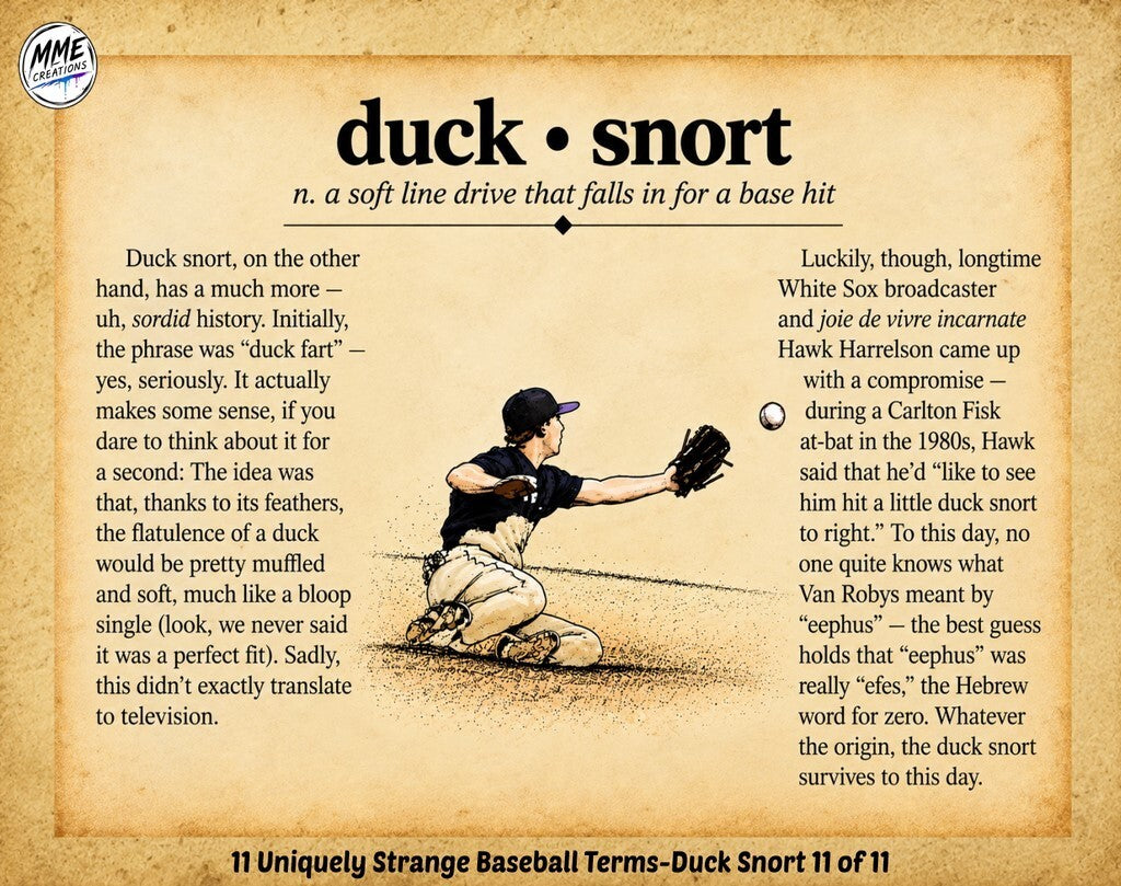 4367 Duck Snort Laminated Card-Stories Behind 11 Uniquely Strange Baseball Terms