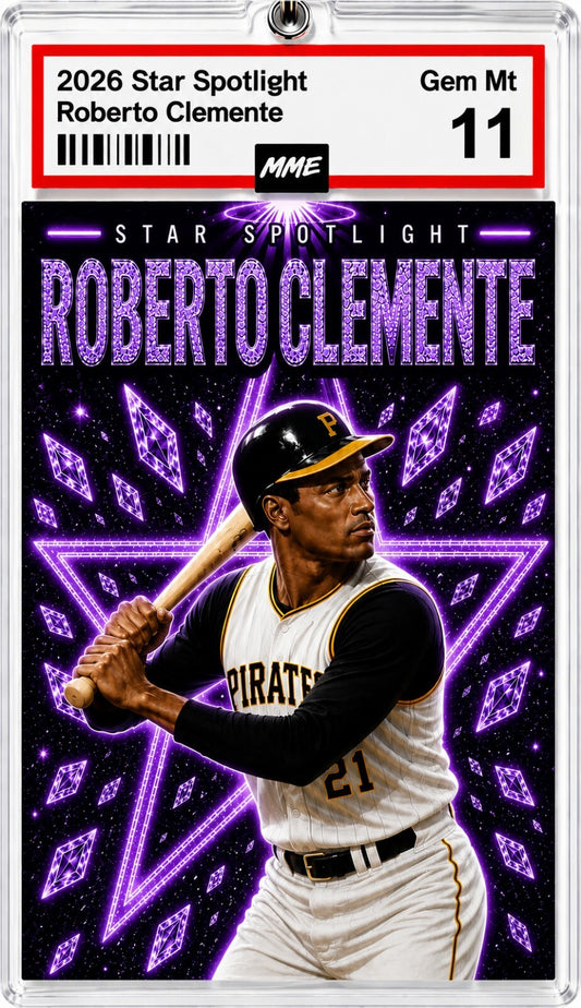 2946 Roberto Clemente Keychain Purple Spotlight Custom Acrylic Photo Keychain