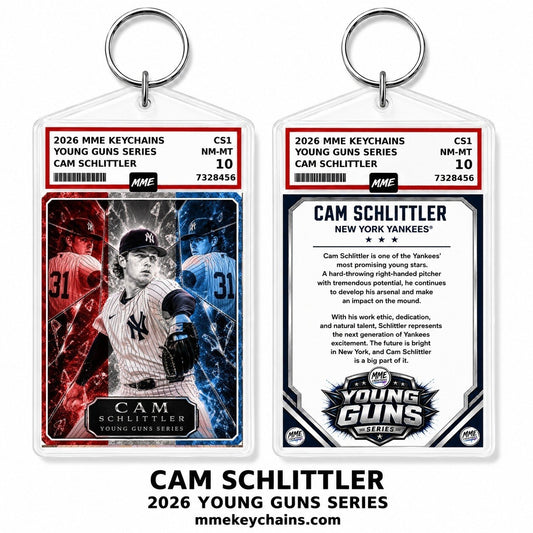 4295 Cam Schlittler Young Guns Series Custom Acrylic Photo Keychain R/W/B Ice2