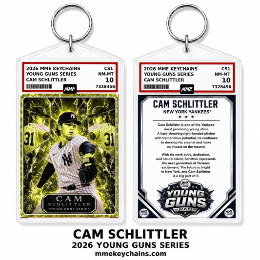 4292 Cam Schlittler Young Guns Series Custom Acrylic Photo Keychain Yellow Ice