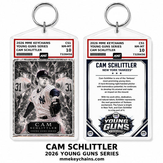 4293 Cam Schlittler Young Guns Series Custom Photo Keychain Silver Platinum Ice