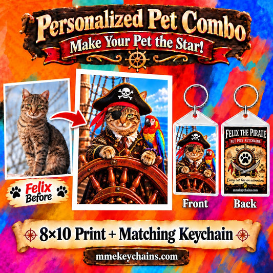 4894 Personalized Pet Combo - 8×10 Print Plus a Matching Acrylic Photo Keychain