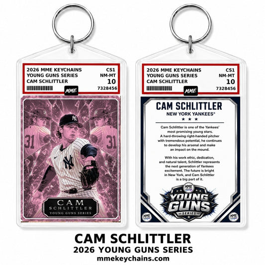 4301 Cam Schlittler Young Guns Series Custom Photo Keychain Carnation Pink Ice
