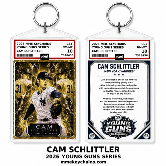 4300 Cam Schlittler Young Guns Series Custom Acrylic Photo Keychain Gold Ice