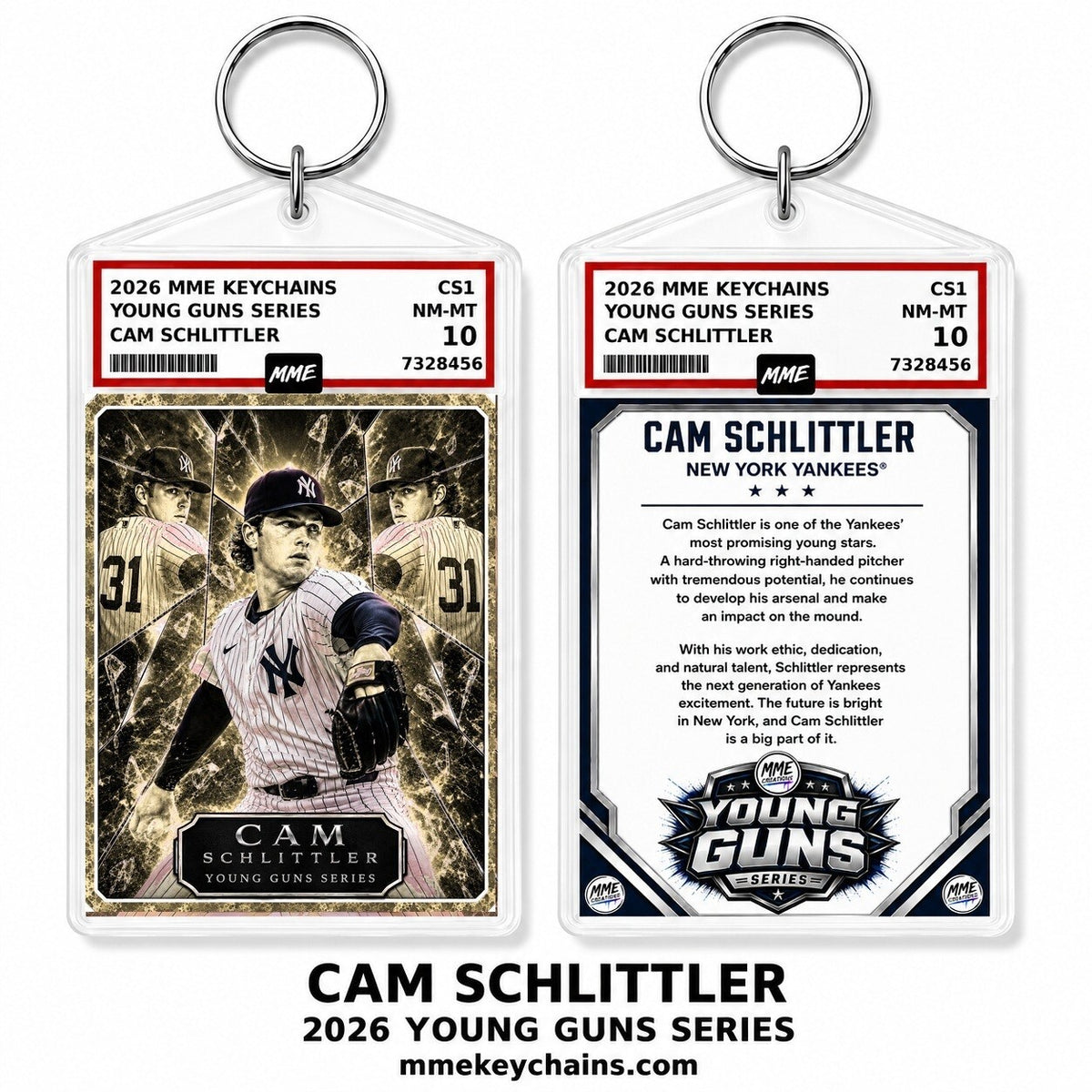 4305 Cam Schlittler Young Guns Series Custom Acrylic Photo Keychain Wheat Ice