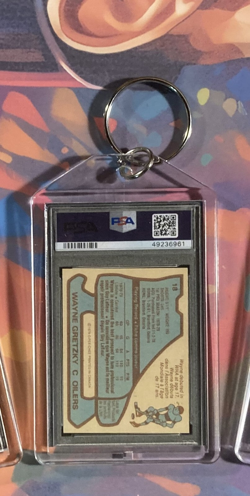 3173 Wayne Gretzky 1979 Topps O-Pee-Chee Rookie Custom Made Novelty Keychain
