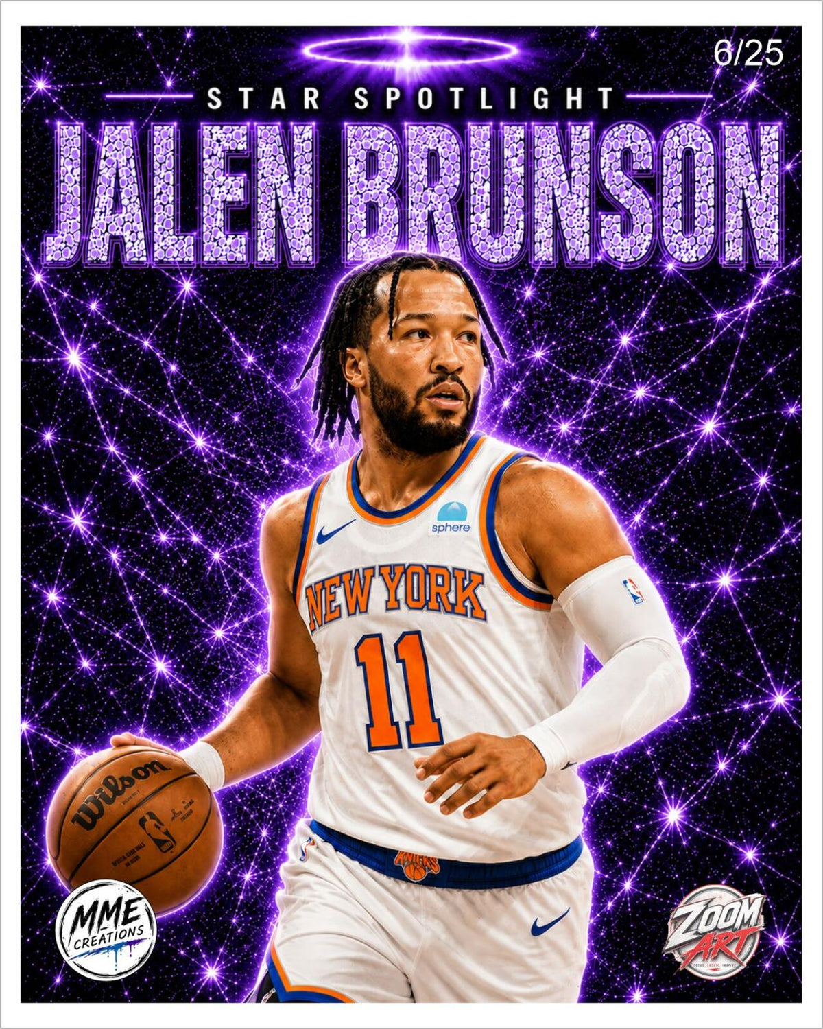 2683 Jalen Brunson Purple Ice Edition Knicks 8X10 Zoom Art Giclée Print /25 BKL