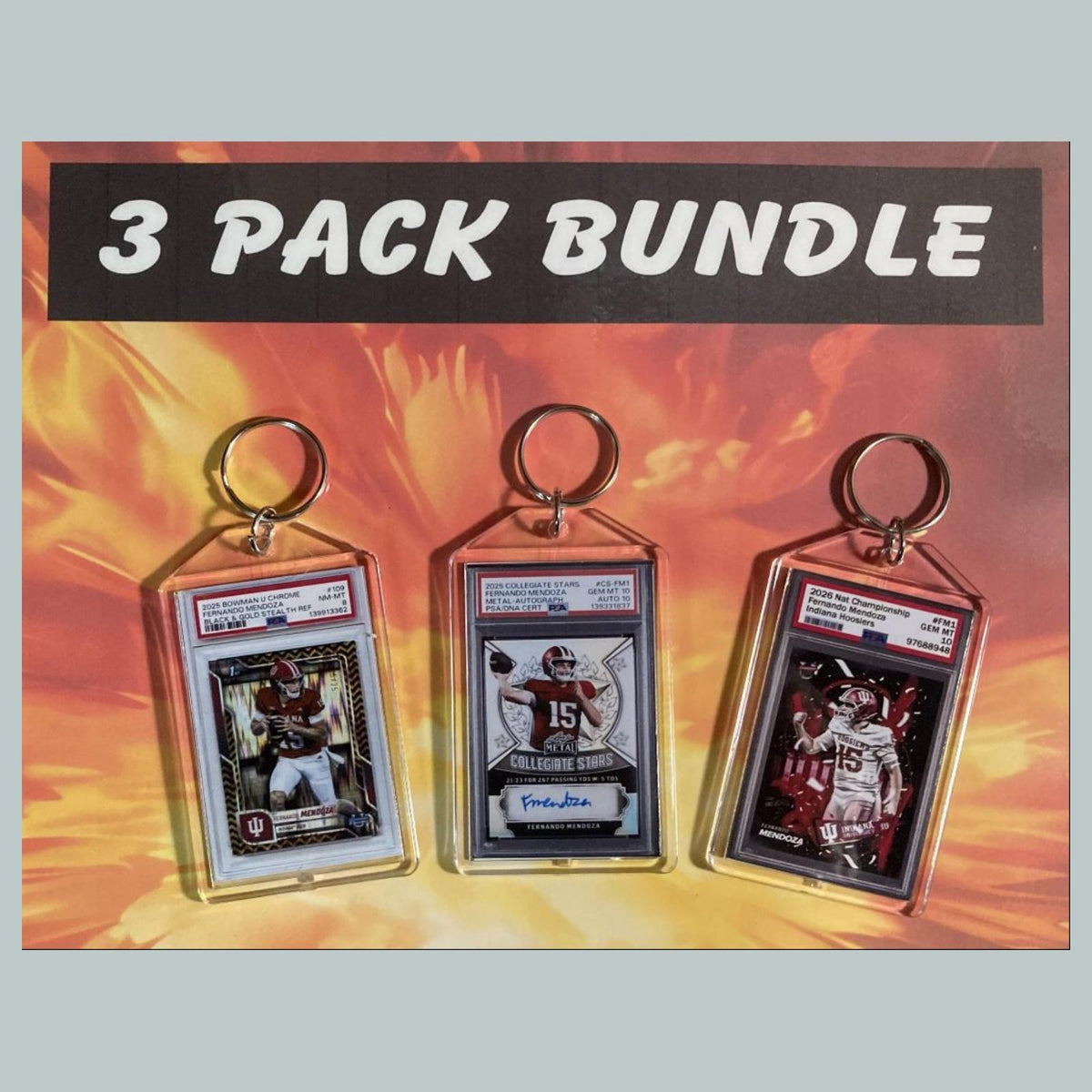3735B  Fernando Mendoza Custom Hand Made Novelty Keychains 3 Pack Bundle