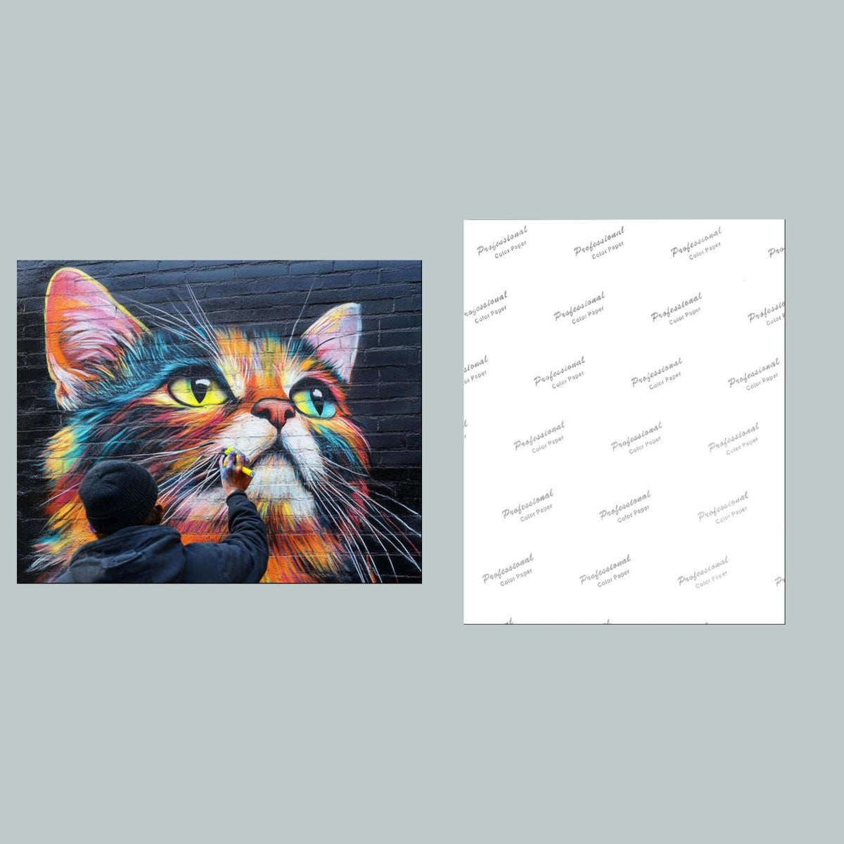 0788 P -8X10 Cat Mural Drawing Glossy Photo Fast-Secure Shipping MS