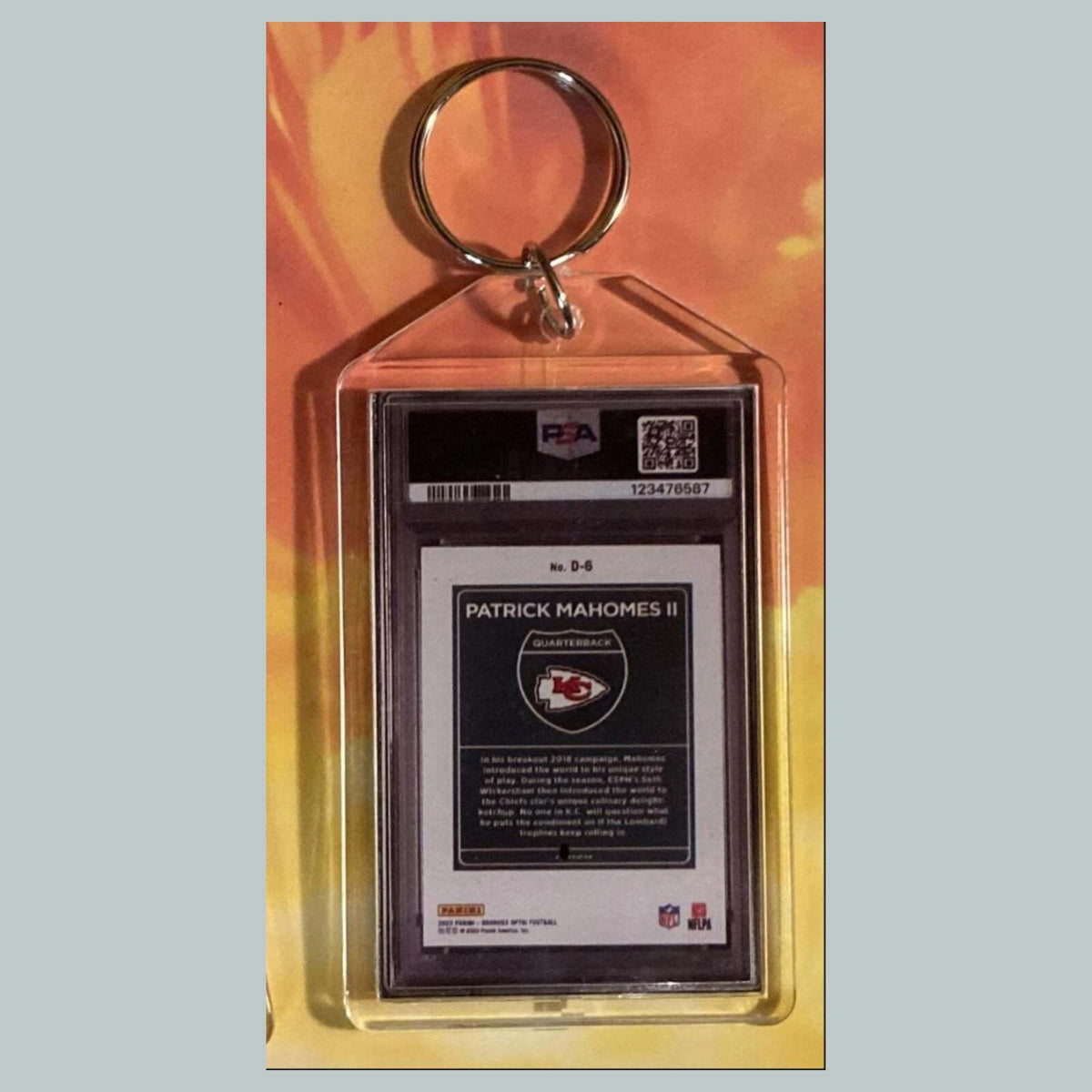 3603 Patrick Mahomes 2023 Panini Donruss Optic Downtown Custom Keychain