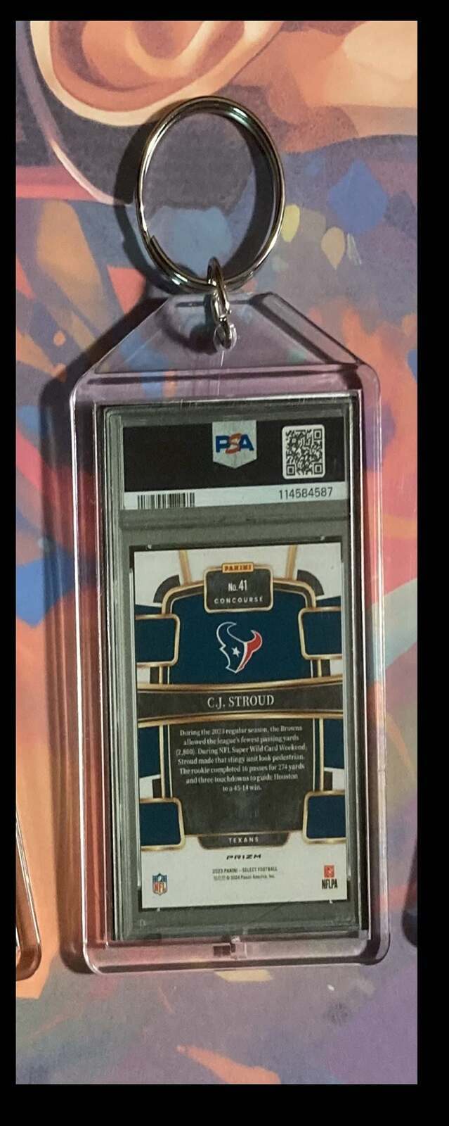 3229 CJ Stroud 2023 Panini Select Gold Prizm  Keychain