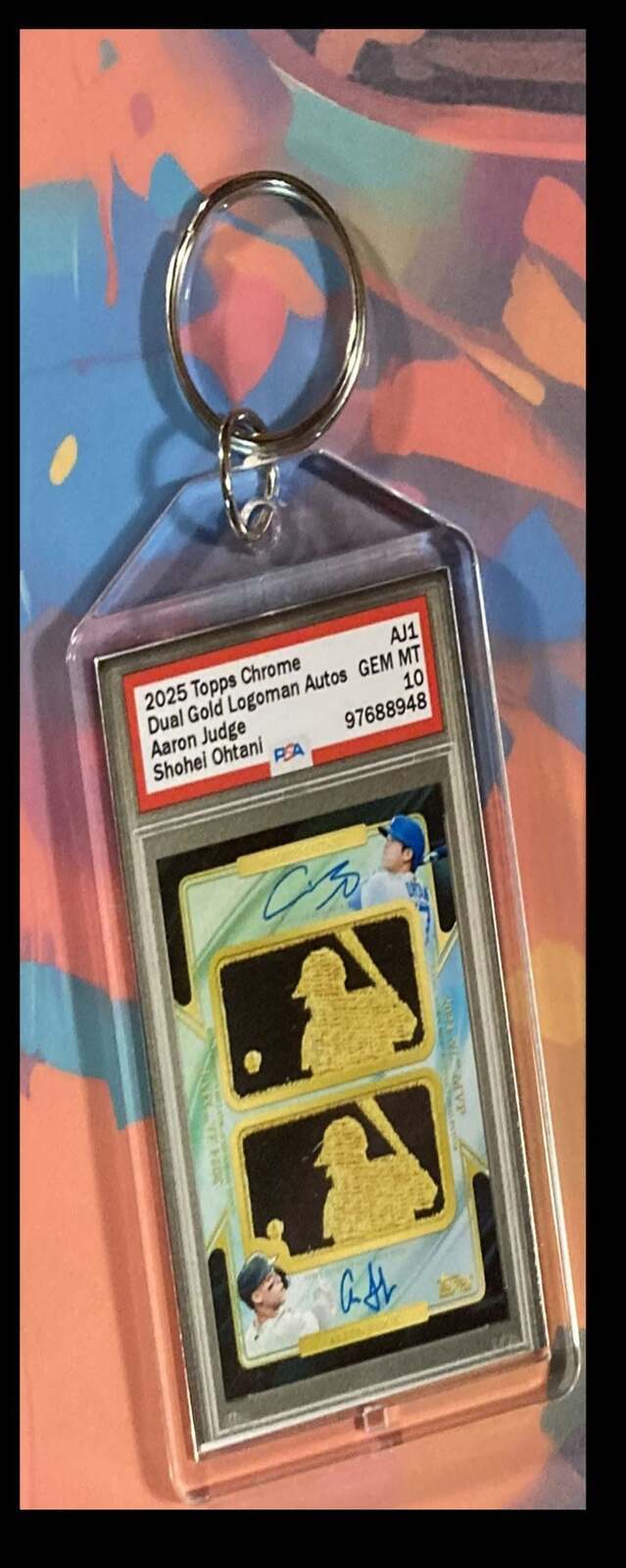 3366 AJ/SO 2025 Topps Chrome Gold Logoman Dual Autos Custom Hand Made Keychain