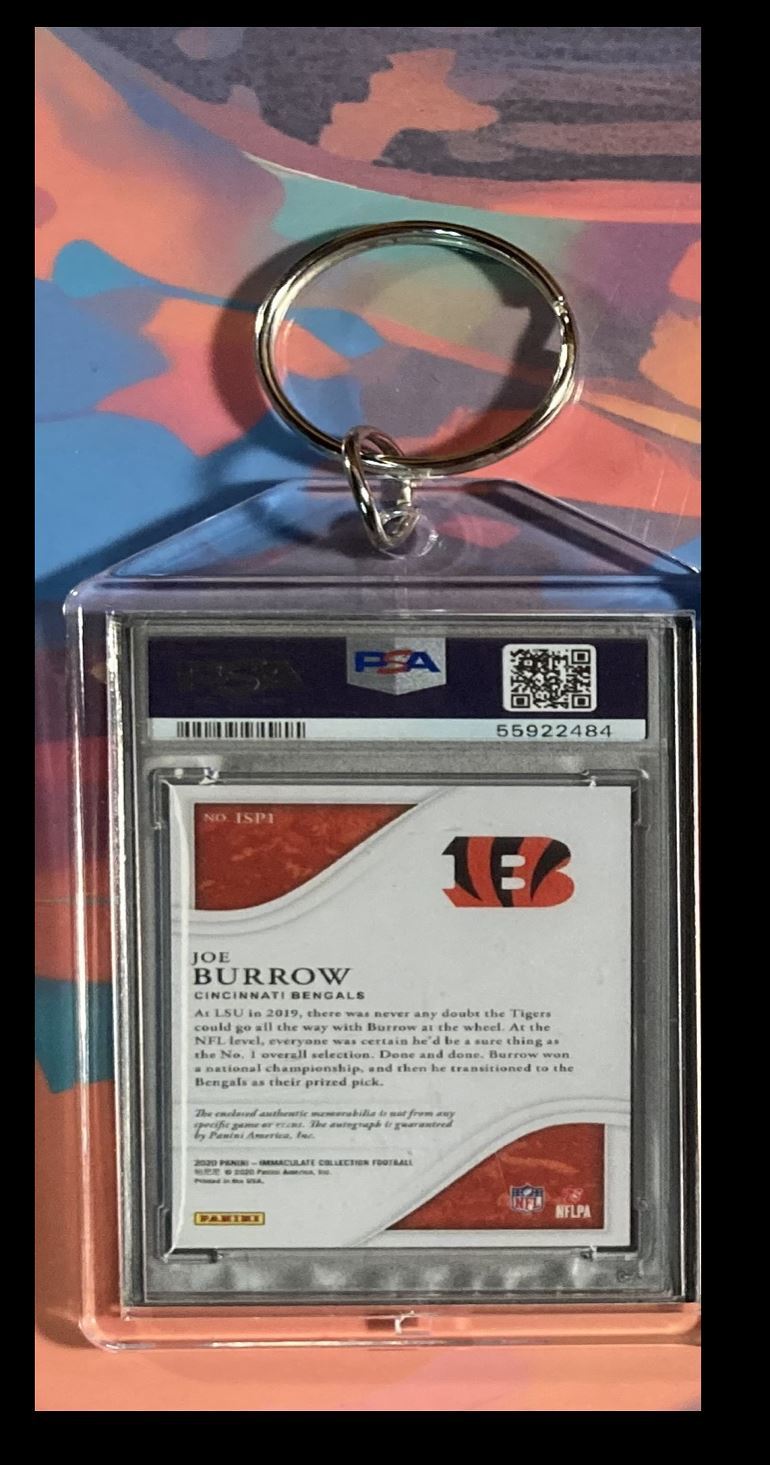 3081 Joe Burrow 2020 Panini Nat Trea Rookie Patch Auto Custom Keychain - Gift