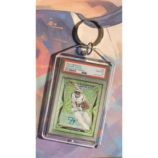 3270 Ja'Marr Chase 2024 Panini Obsidian Green Auto Custom Made Novelty Keychain