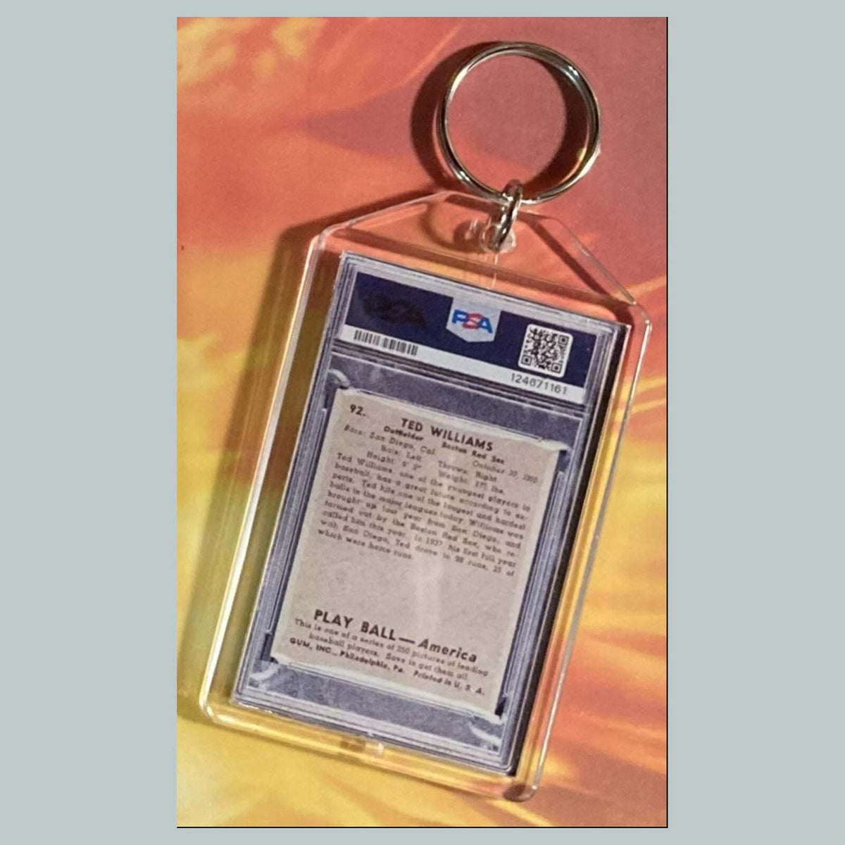 3654 Ted Williams 1939 Play Ball Auto Custom Hand Made Keychain