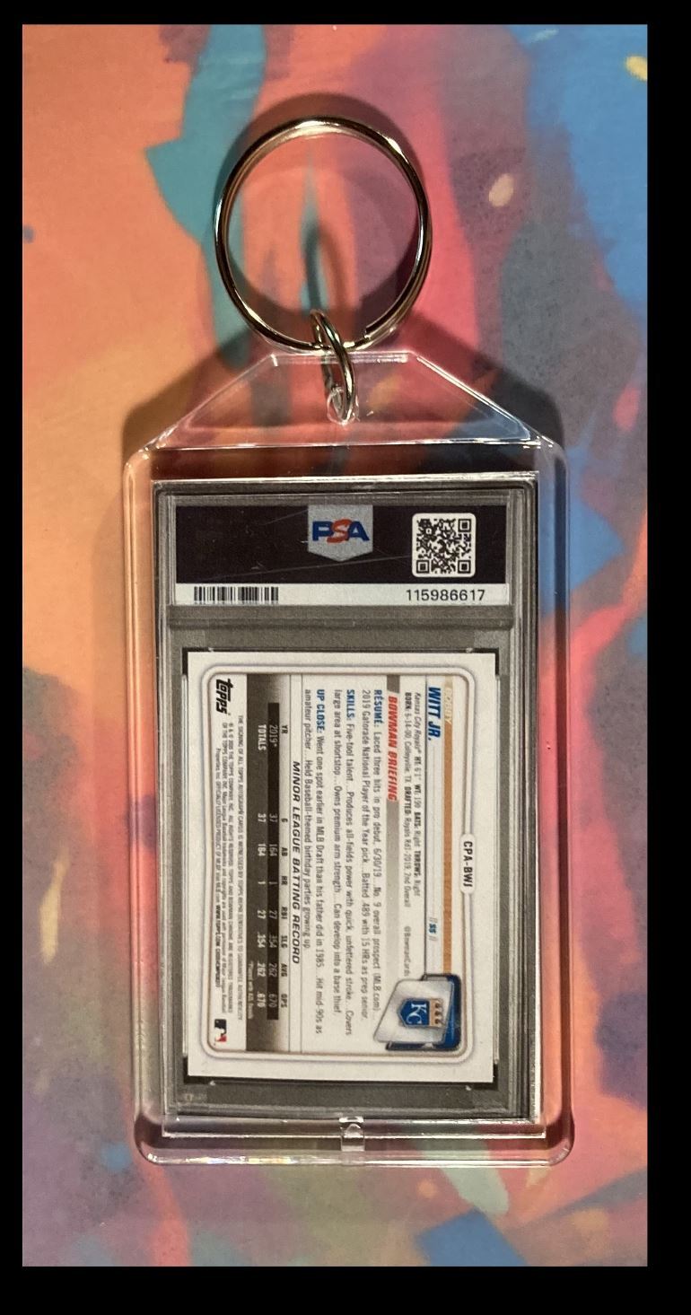 3002 Bobby Witt Jr 2020 Bowman Chrome Orange Rookie Auto Keychain