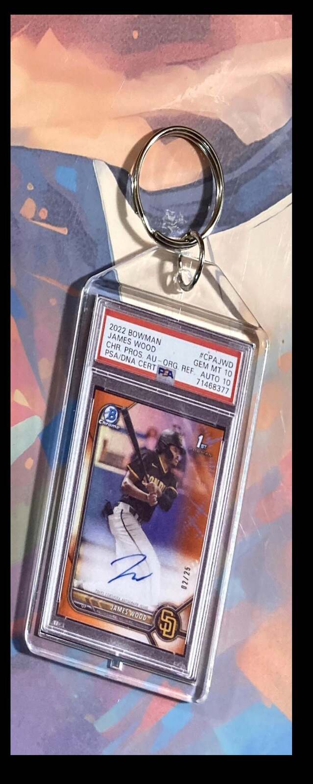 3125 James Wood 2022 Bowman Chrome Orange Auto Custom Keychain