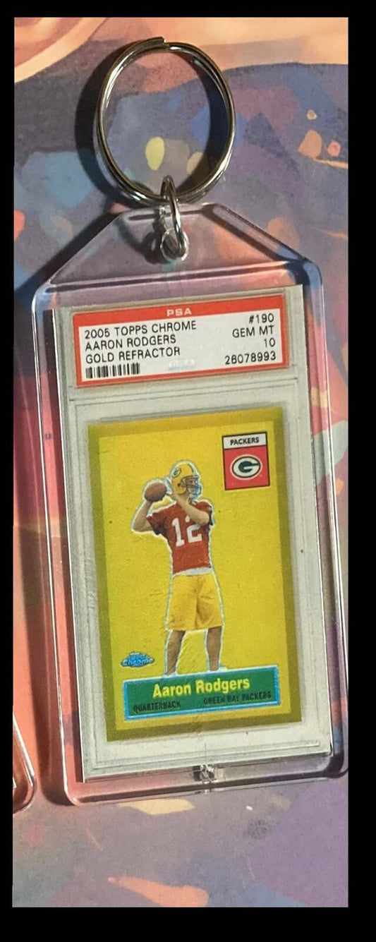 3256 Aaron Rodgers 2005 Topps Chrome Gold Refractor Custom Keychain