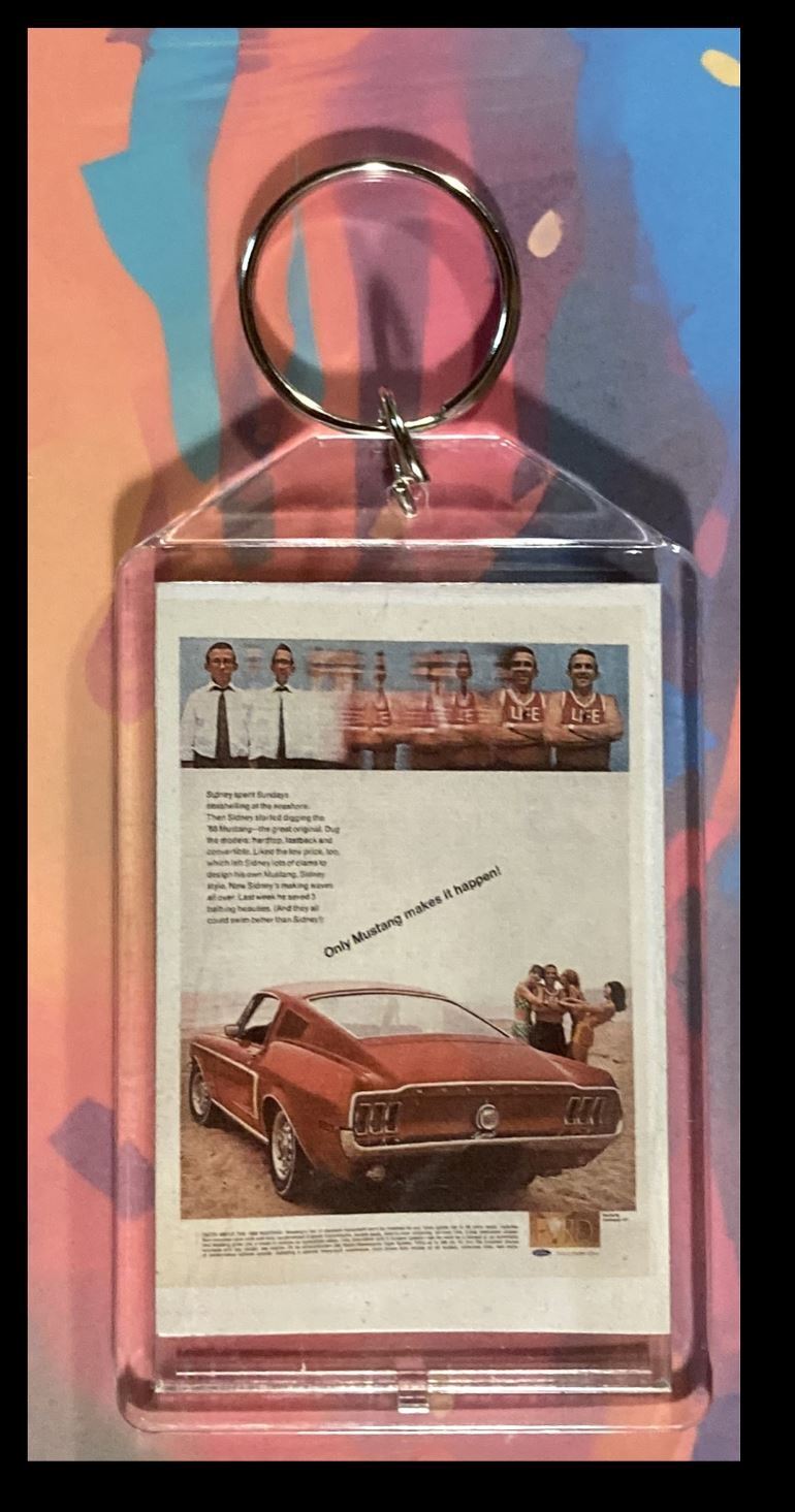 3333 Ad Mustang From The 60s Custom Hand Made Keychain - Makes A Great Gift