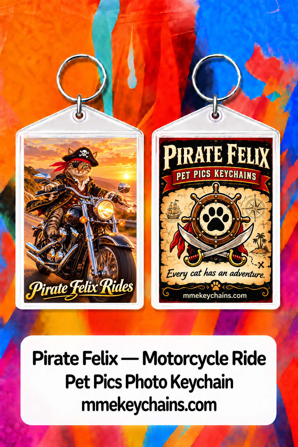 4903 Personalized Pet Pics Keychains Pirate Felix – Motorcycle Ride