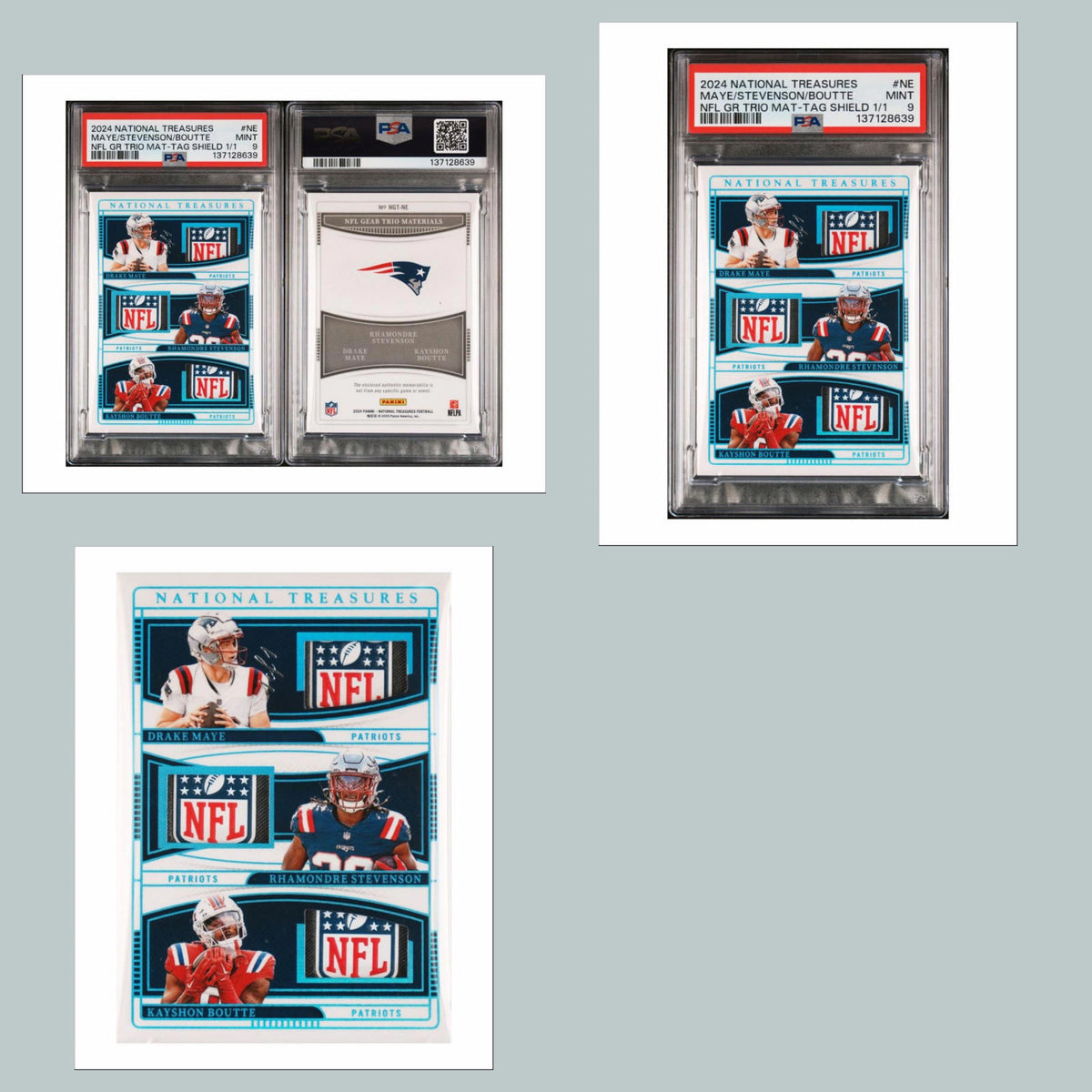 1078B Threefer Bundle Drake Maye/Boutte/Stevenson 3 8X10 Glossy Photos FBL